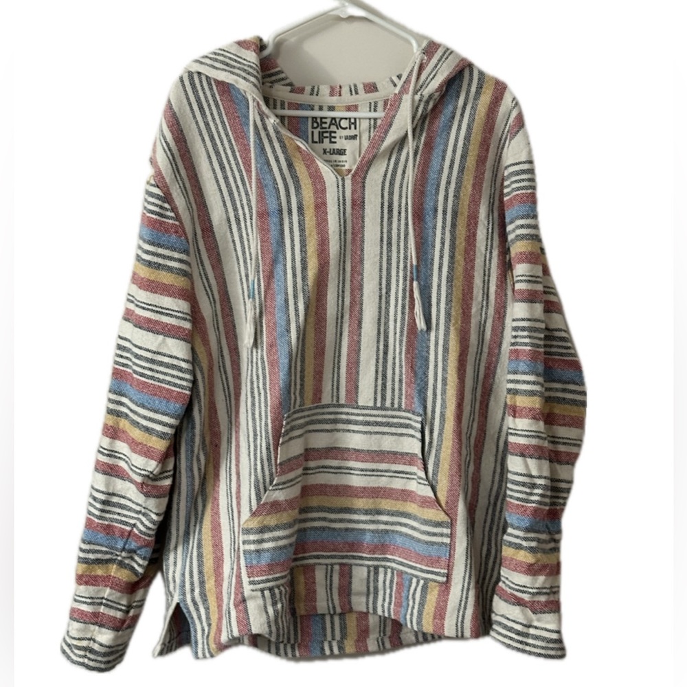 Beach Life By Ladra Hoodie Woven Pullover Sweatshirt, Size XL